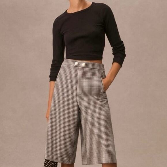 Maeve Anthropologie tailored Culotte shorts houndstooth crop slacks academia - Picture 1 of 8